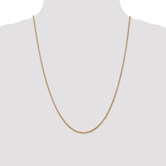 2.2mm, 14k Yellow Gold, Solid Cable Chain Necklace, 24 Inch - Picture 2 of 8